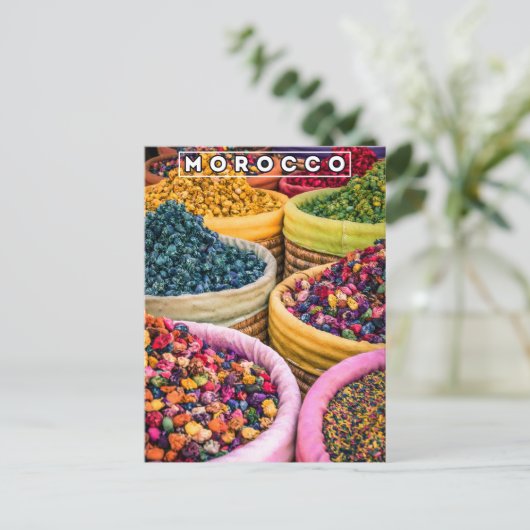Kleuren van Marrakech Red Medina Spices Shop Briefkaart (Staand voorkant)