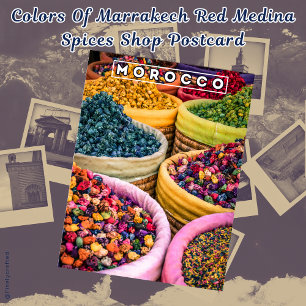 Kleuren van Marrakech Red Medina Spices Shop Briefkaart