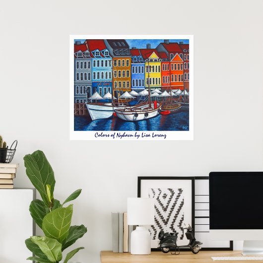 Kleuren van Nyhavn Poster Print (Thuiskantoor)
