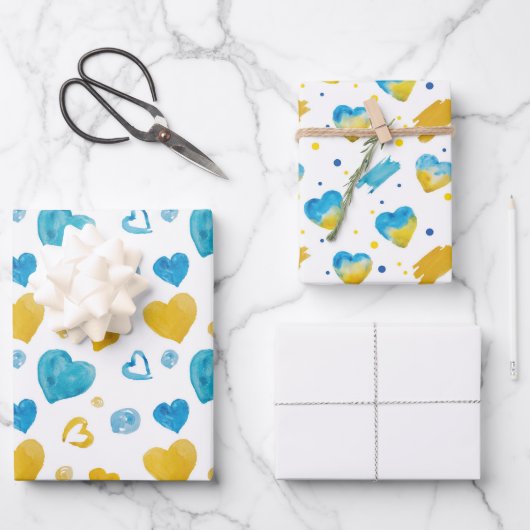 Kleuren van Oekraïne Blauw Geel Wit Inpakpapier Vel (Voorkant)