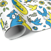 Kleuren van Oekraine Kinder Blauw Geel Dier Moeder Cadeaupapier (Rol Hoek)