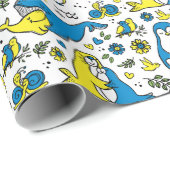 Kleuren van Oekraine Kinder Blauw Geel Dier Moeder Cadeaupapier (Rol Hoek)