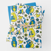 Kleuren van Oekraine Kinder Blauw Geel Dier Moeder Inpakpapier Vel (In situ)