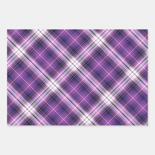 Kleuren van Paarse, roze en witte Plaid Inpakpapier Vel (Voorkant)