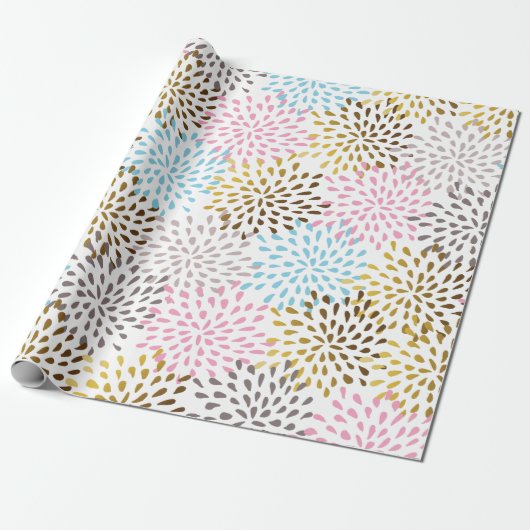 Kleuren van pasta abstract sterburstpatroon cadeaupapier (Uitgerold)