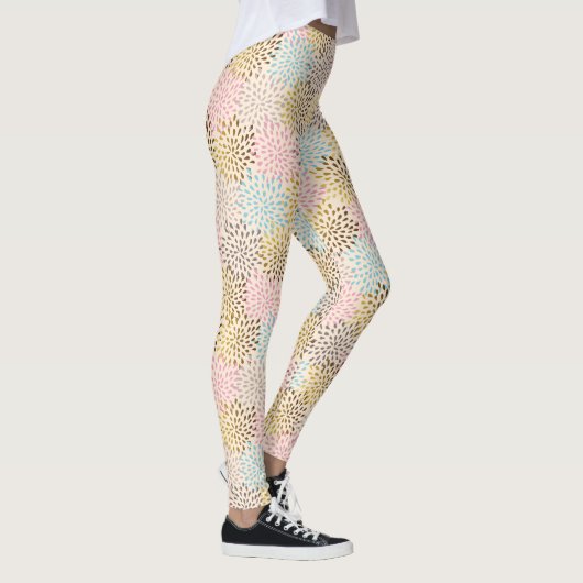 Kleuren van pasta abstract sterburstpatroon leggings (Rechts)