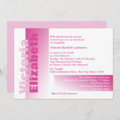 Kleuren van Pink Bat Mitswa Kaart (Voorkant / Achterkant)