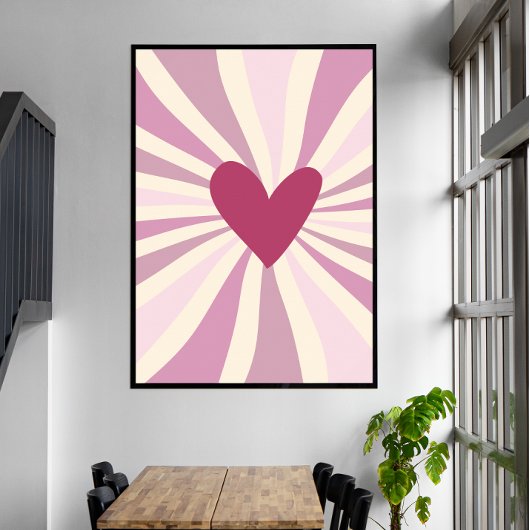 Kleuren van Pink Groovy Heart Poster