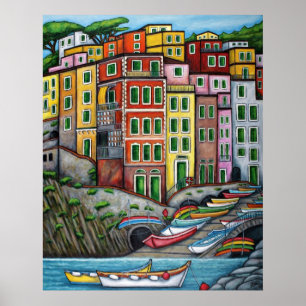 Kleuren van Riomaggiore, Cinque Terre Poster
