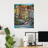 Kleuren van Riomaggiore, Cinque Terre Poster (Thuiskantoor)