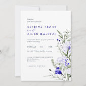 Kleuren van Royal Blue Ivory Floral Wedding Kaart (Voorkant)