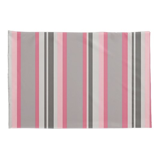 Kleuren van roze en grijs gestreepte Kussenslopen (Achterkant-Rechts)