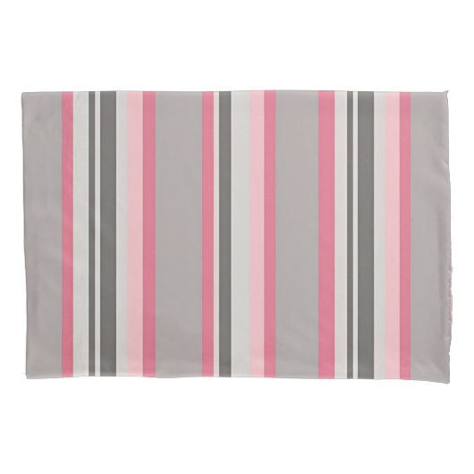 Kleuren van roze en grijs gestreepte Kussenslopen (Voorkant-Links)