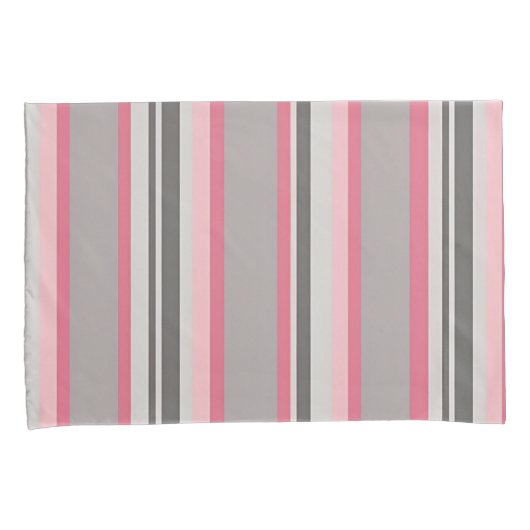 Kleuren van roze en grijs gestreepte Kussenslopen (Voorkant-Rechts)