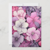 Kleuren van roze en grijze bloemen bruiloft monogr kaart (Achterkant)