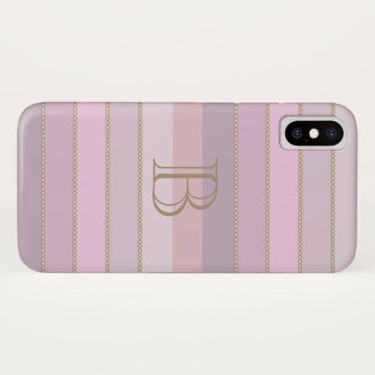 Kleuren van roze strepen gepersonaliseerd monogram Case-Mate iPhone case (Achterkant (horizontaal))