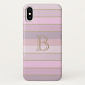 Kleuren van roze strepen gepersonaliseerd monogram Case-Mate iPhone case (Achterkant)