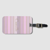 Kleuren van roze strepen gepersonaliseerde naam bagagelabel (Voorkant (horizontaal))