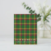 Kleuren van Scotland Clan MacMillan Tartan Briefkaart (Staand voorkant)