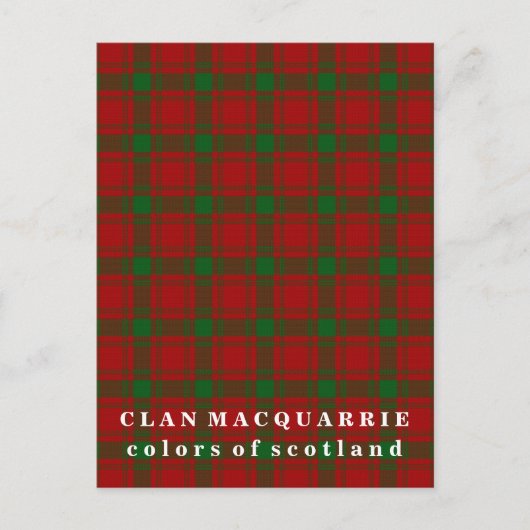 Kleuren van Scotland Clan MacQuarrie Tartan Briefkaart (Voorkant)