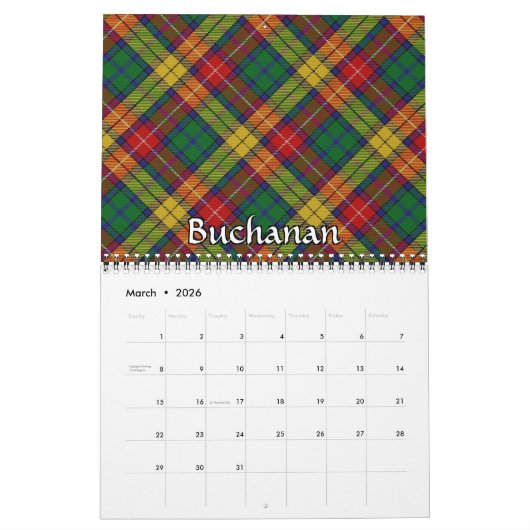 Kleuren van Scotland Tartan Pset Kalender (Mar 2026)
