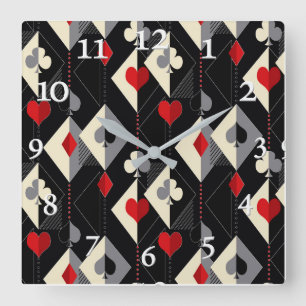Kleuren van speelkaarten in poker. vierkante klok