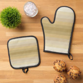 Kleuren van Tan Striped Pattern Art Ovenwant & Pannenlap Set (Top down)