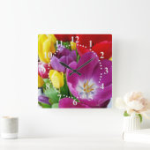 kleuren van tulpen vierkante klok (Huis)