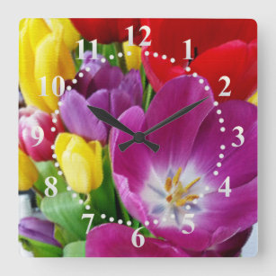 kleuren van tulpen vierkante klok