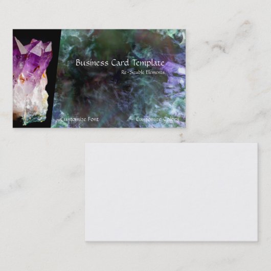 Kleuren van verwarmingsstenen Amethyst Visitekaartje (Voorkant / Achterkant)