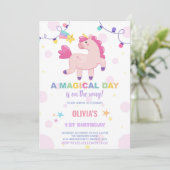 Kleuren Verlichting Unicorn Verjaardag Uitnodiging (Staand voorkant)