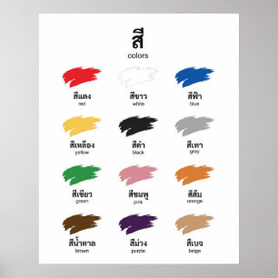 Kleuren vertellen in het Thais, leren Poster