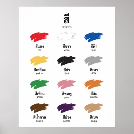 Kleuren vertellen in het Thais, leren Poster (Voorkant)