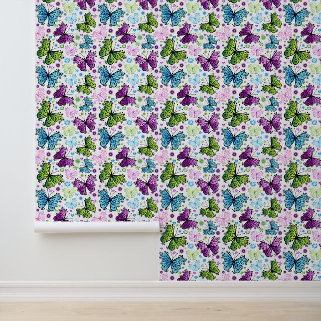 Kleuren Vliegende Vlinders Behang (Applicatie)
