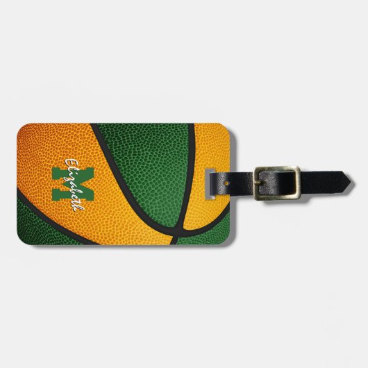 kleuren voor het groene oranje basketbalteam bagagelabel (Voorkant horizontaal)