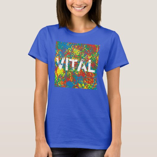 Kleuren Warm Mess VITAAL geel rood blauw groen wit T-shirt (Voorkant)