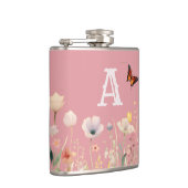  kleuren Waterverf Wildflowers en Monogram Heupfles (Rechts)