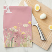 kleuren Waterverf Wildflowers en Monogram Theedoek (Quarter Fold)