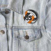 Kleuren zwart oranje volleybalteam ronde button 5,7 cm (In situ)