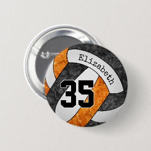 Kleuren zwart oranje volleybalteam ronde button 5,7 cm