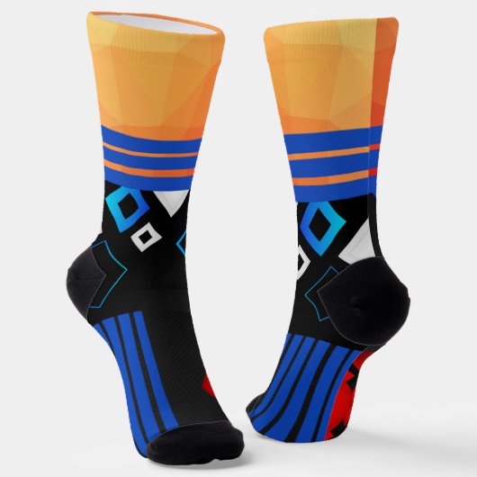 Kleurenabstract geometrisch gepersonaliseerd sokken (Gebogen)