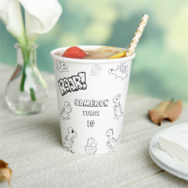 Kleurenactiviteit schattige dinosaurus partij Papi Papieren Bekers