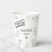 Kleurenactiviteit schattige dinosaurus partij Papi Papieren Bekers (Achterkant)