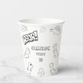 Kleurenactiviteit schattige dinosaurus partij Papi Papieren Bekers (Voorkant)