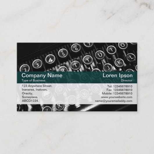 Kleurenband - Dk Groen -  schrijfmachine Visitekaartje (Voorkant)