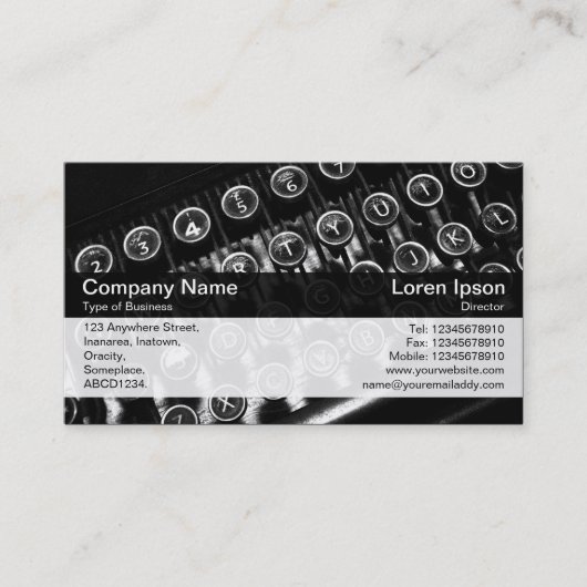 Kleurenband - zwart -  schrijfmachine visitekaartje (Voorkant)