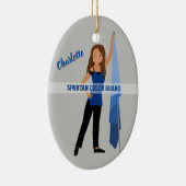 Kleurenbeschermer bruin haar in blauw en zwart keramisch ornament (Rechts)