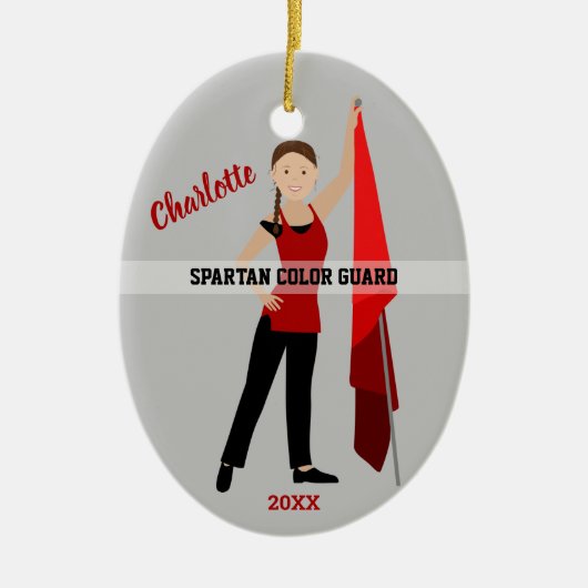 Kleurenbeschermer Bruin Hair Braid Red & Black Keramisch Ornament (Voorkant)