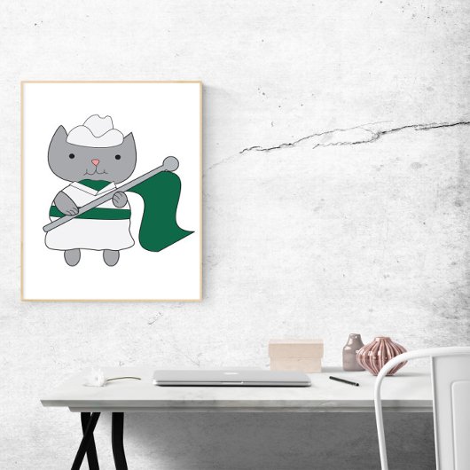Kleurenbeschermer Kat Groen en Wit Poster