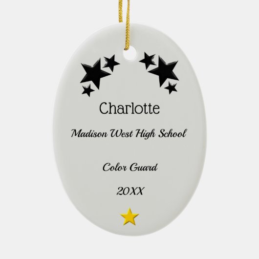 Kleurenbeschermlaag in geel en zwart keramisch ornament (Achterkant)